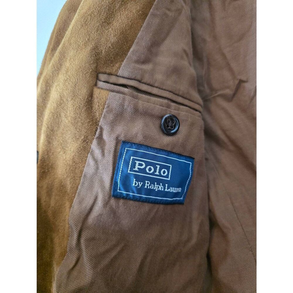 Vintage Polo Ralph Lauren Kids Size 10 Brown Lamb Suede Jacket Made in Italy - Picture 7 of 12